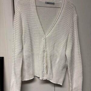 Women’s white Cotton Cardigan size Large